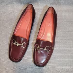 Coach Dorie Burgendy Leather Bit Loafers SZ 7.5M Equestrian Horsebit Flats Shoes